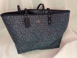 Coach Réversible Ville Sac Fleur Ranch Fleurs Multicolore Noir Uni F59441 - $167.47
