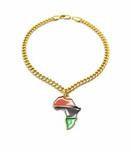 [Icemond] Pan African Map Pendant Cuban Chain Anklet - £11.86 GBP