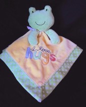 Carters I Love Hugs Frog Security Blanket Yellow Dot Green Baby Rattle S... - $270.84 MXN