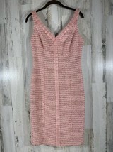 Carmen Marc Valvo Sheath Dress Pink Tweed Sleeveless Lined Size 6 - £16.22 GBP