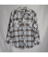 Roper Shirt Mens Large SkyBlue Plaid Long Sleeve Pearl Snap Rodeo Cowboy... - €22,87 EUR