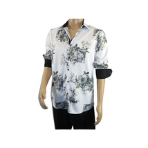 Men Sports Shirt by DE-NIKO Long Sleeves Fashion Print Soft Modal 2007020 White image 9