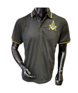 Freemason Fraternity Short Sleeve Polo Shirt black gold Masonic Dri-fit ... - $40.00