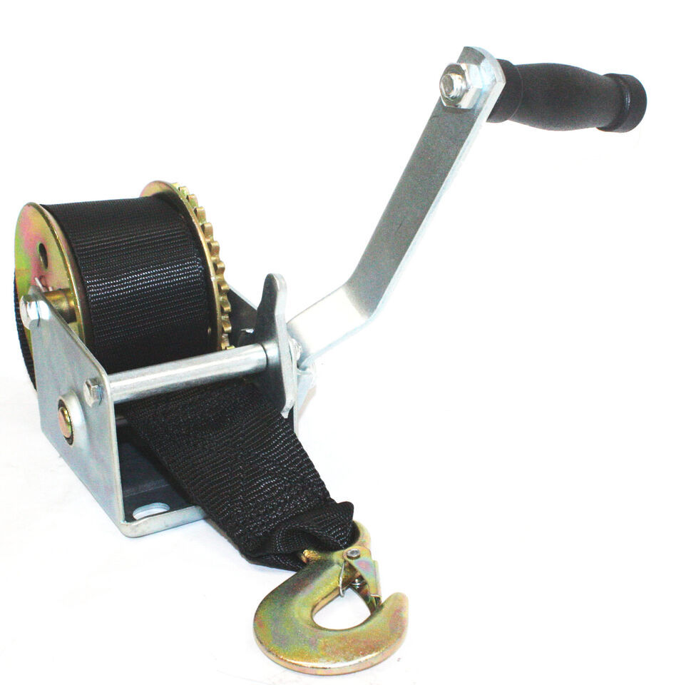 600 lb Gear Winch Hand Crank 26 ft Strap Trailer Marine Boat Automotive ... - $28.04