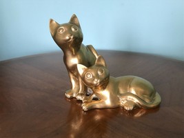 Vintage Brass Statue pair of Siamese Cats  MAde in India. 2 lbs - £46.19 GBP