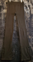 Fabletics Pants Womens Size Small Black Knit Rayon Elastic Waist Flat Front Slit - £10.90 GBP