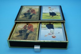 Congress Playing Cards Double Set with Case - Vintage Man/Woman Golfers - $6.00