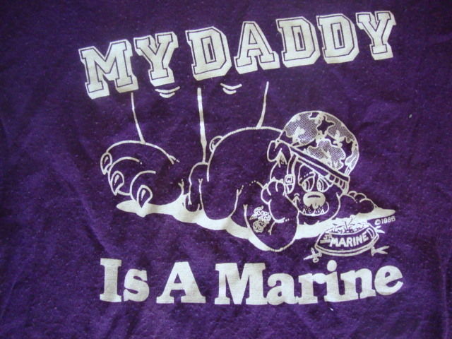 Vintage 1986 My Daddy is A Marine military bulldog Kids T Shirt Youth M 10-12 - $19.74