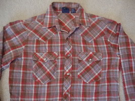 Vintage Stage 2 II Brand Pearl Snap Western Plaid Rockabilly button down Shirt M - £19.73 GBP