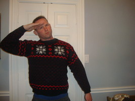 UGLY TACKY CHRISTMAS x mas funny santa claus Snowflakes Sweater M - £23.71 GBP