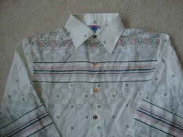 VTG 70's Put On Shop For the Teen Male Disco Bicycle Collar Button Down Shirt M - $27.46