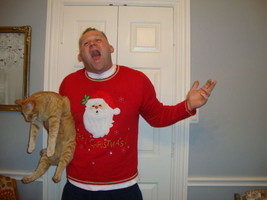 Ugly Tacky Christmas X Mas Santa Claus Ho Ho Ho Red Pullover Sweater Xl - £22.23 GBP