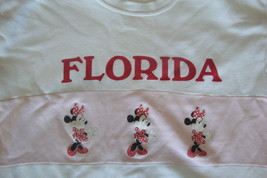 Vintage Walt Disney World Florida Minnie Mouse White Pink Crew Neck Sweatshirt M - £29.03 GBP