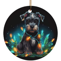 Funny Miniature Schnauzer Dog Christmas Light Ornament Ceramic Xmas Gift Decor - $15.79