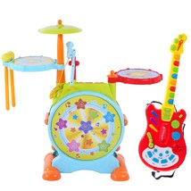 Dimple Toy Electric Guitar with Electric Big Toy Drum Set Gift for Kids, Toddler - £57.00 GBP