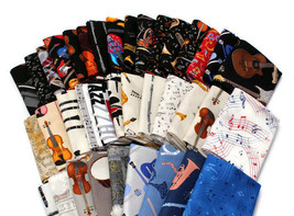 10 Fat Quarters Music Musical Instruments Notes Band Assorted Cottons M491.10 - £31.25 GBP