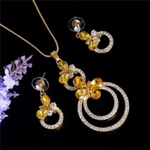 ZOSHI Gold Color Austrian Crystal Jewelry Set for Women Classic Round Pendant Ne - £16.51 GBP