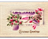 Christmas Greetings Bell High Relief Embossed Airbrushed Unused DB Postc... - $7.87