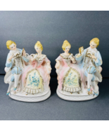 Vintage Fairyland 2Pc Hand Painted Victorian Porcelain Figurines Occupie... - £78.62 GBP