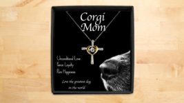 Best Corgi Mom Ever Necklace Gift for Corgi Mom Cross Silver Jewelry Mothers Day - £40.69 GBP