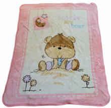 Vintage Lovely Little Bear Pink Teddy Acrylic Baby Toddler Child Plush Blanket - £55.37 GBP