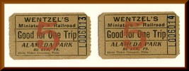 Wentzel&#39;s Miniature Railroad Tickets, Alameda Park,  Butler, Penn/PA, 19... - £4.71 GBP