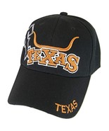Texas Longhorn &amp; State Flag Adjustable Baseball Cap (Black) - £11.95 GBP