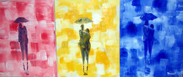 Abstract / walk in the rain 48&quot; Canvas Contemporary Painting/ - rdoward fine art - £70.41 GBP