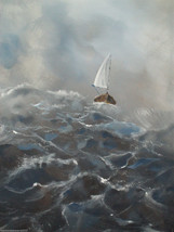 Original 36&quot; Acrylic Seascape / Sailboat Canvas Painting  : Rdoward Fine Art - £189.13 GBP