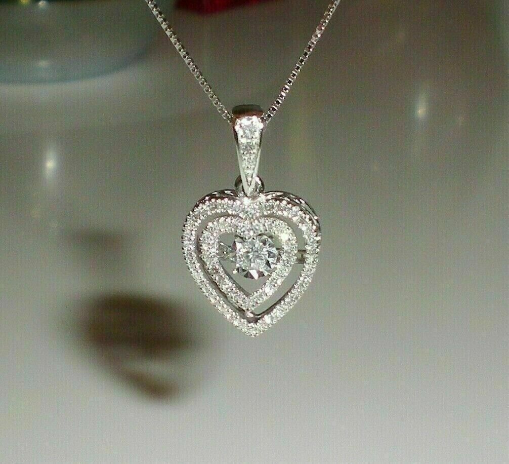 2.50Ct Round Cut  Diamond Heart Pendant 14K White Gold Plated  Free Chain Item image 5