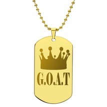 GOAT Greatest of All Time Engraved Dog Tag Necklace Stainless Steel or 18k Gold - £37.62 GBP+