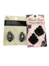 Bead Landing &amp; Black Lace Connectors Charms Pendant Set Jewelry Making Lot of 2 - £4.74 GBP