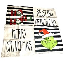 4PK Grinch Themed Christmas Pillow Covers 18in Square Dr Suess Various Designs - $17.19