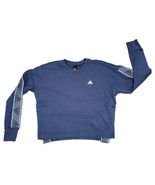 Adidas Blue Sweatshirt Pullover Womens Size Small Logo Print Long Sleeve - $14.84