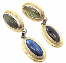 Authentic! Gurhan Hammered Sterling Silver 24k Gold Black Opal Earrings - £3,162.73 GBP