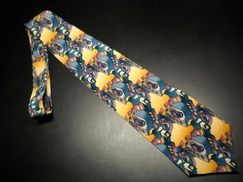 J Garcia Neck Tie Collection 08 Lizard Board by Stonehenge Blues Golds Silk - £8.64 GBP