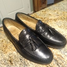 Allen Edmonds Maxfield Men&#39;s Black Leather Tassel Loafers Shoes Woven Size 9.5 D - £61.52 GBP