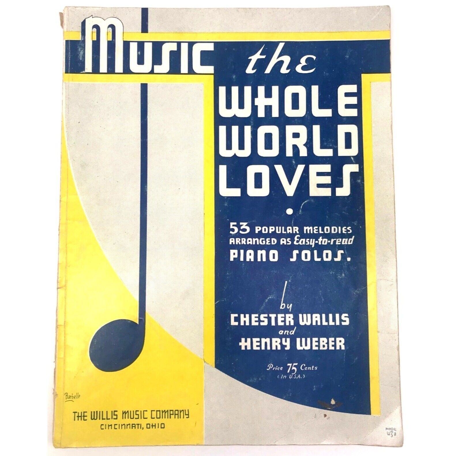 Primary image for Vintage Sheet Music the Whole World Loves for Piano by Wallis and Weber