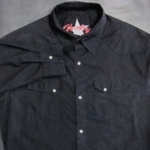 Hurley Men&#39;s Sz (M) Black Pearl Snap Long Sleeve Casual Club Shirt Yoke Logo - £19.57 GBP