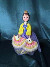 Vintage Korean Dancing Doll Figurine In Traditional Clothes  With Fans H... - $19.80