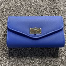 Unbranded PVC Turn Lock Clutch and/or Shoulder Purse Blue Gold Tone 9”x5” - €10,28 EUR