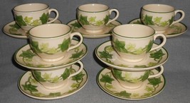 Set (7) Franciscan Ivy Pattern Cups And Saucers - Made In California - £54.91 GBP