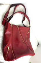 Mellow World Red Purse Handbag Zippers Vegan Peta 12.5 x 14 x 6 - $17.81