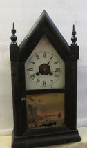 NEW HAVEN Jerome &amp; Company Gothic Steeple Clock Maple Mahogany 1880&#39;S - £301.96 GBP