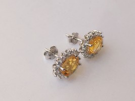 Topaz Earrings in silver, Golden topaz Earrings, Topaz in silver for women - £54.26 GBP