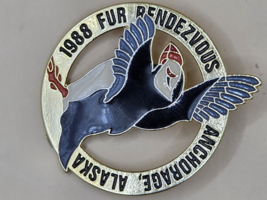 ANCHORAGE ALASKA-&quot;Fur Rendezvous 1988-Colored-Rondy-Metal-AK Puffin-1 3/... - $13.23