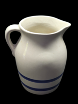 Vintage ROBINSON RANSBOTTOM Pitcher ROSEVILLE Ohio Pottery Blue Band 2 Q... - $22.98