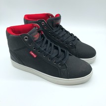 Levis Mens Hi Top Sneakers Lace Up Canvas Black Red Size 8 - £22.71 GBP