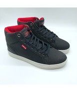 Levis Mens Hi Top Sneakers Lace Up Canvas Black Red Size 8 - £22.73 GBP
