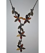 Smithsonian Multicolored Amber &amp; Sterling Floral Necklace 18&quot;  (JT1) - $2,802.12 MXN